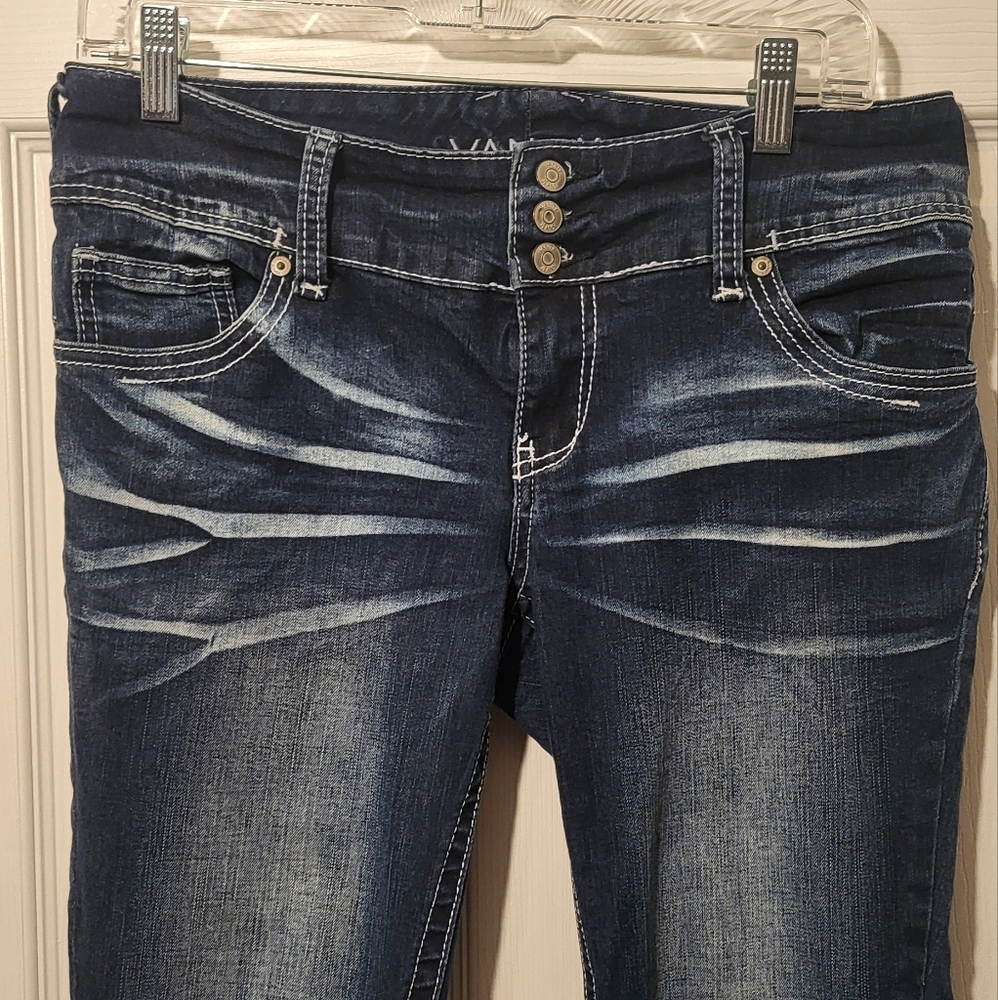 Vanity Dark Blue Skinny Jeans with Whiskering